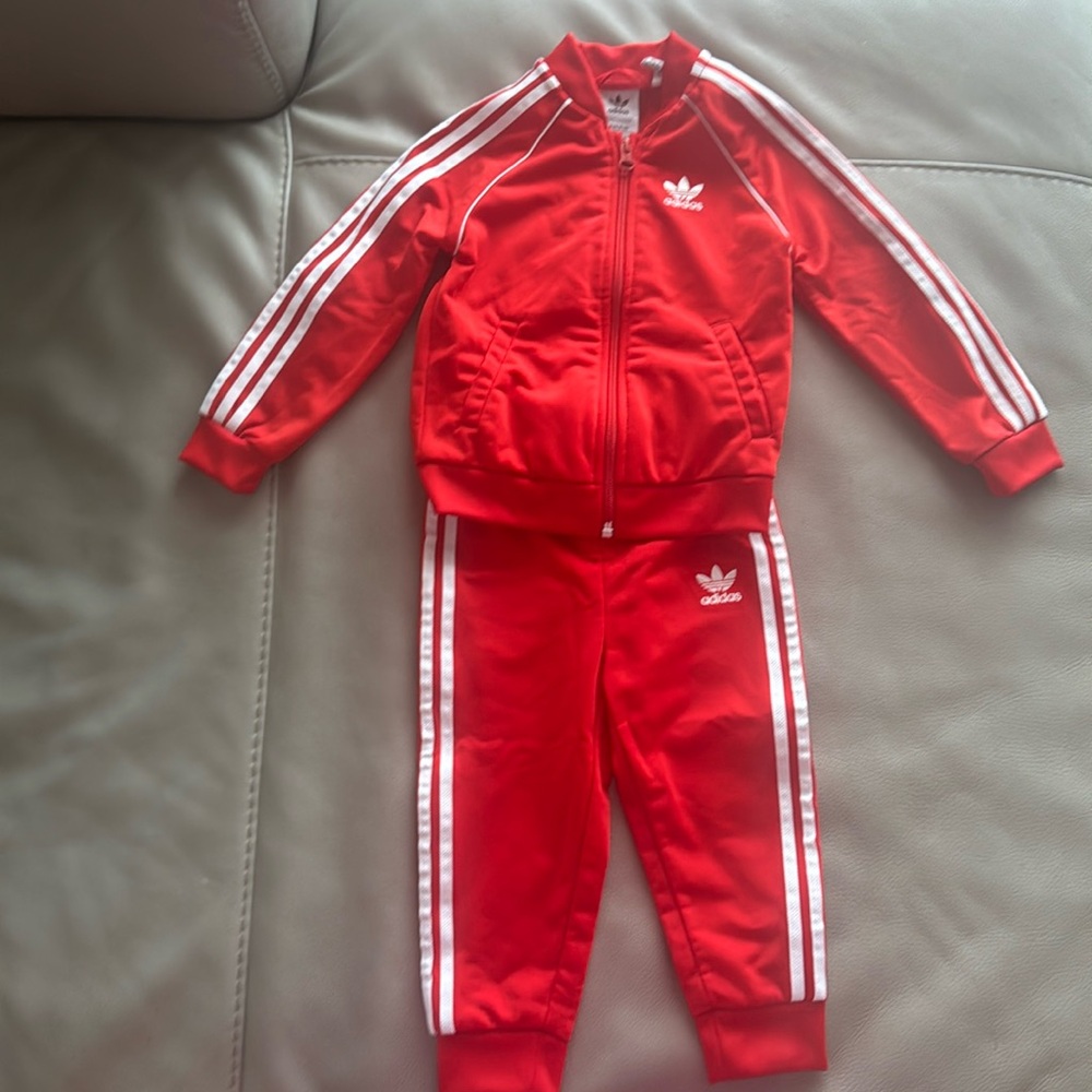 Adidas baby tracksuit red size 2T